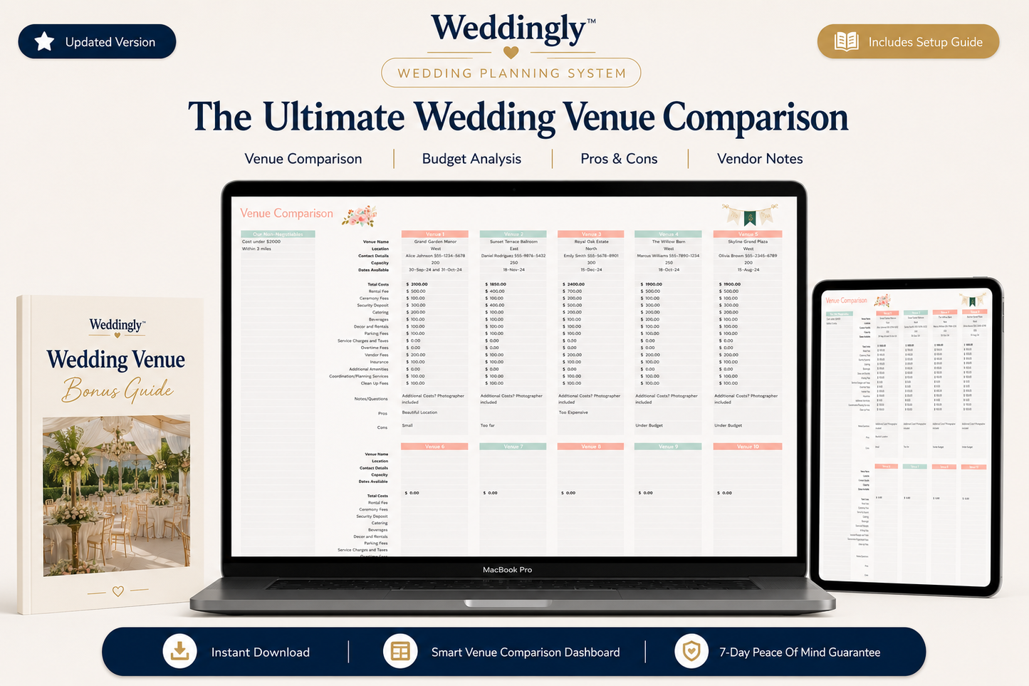 Wedding Venue Comparison Spreadsheet Template